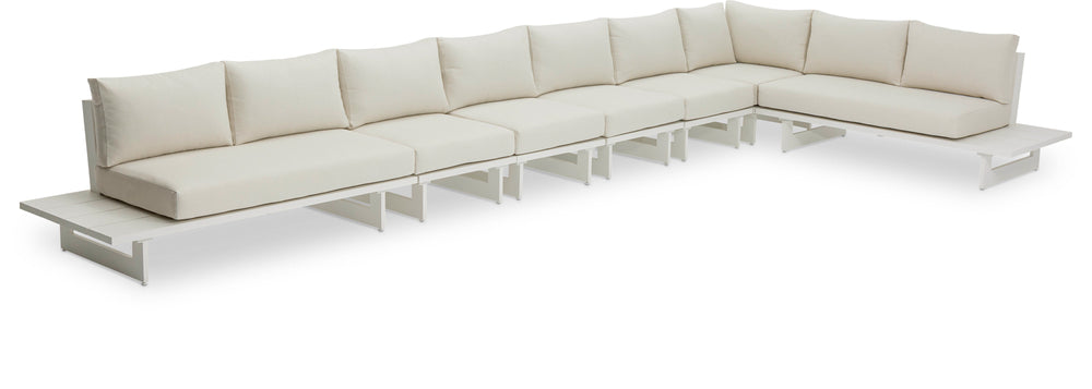 Maldives Cream Water Resistant Fabric Outdoor Patio Modular Sectional 337Cream-Sec4C Meridian Furniture