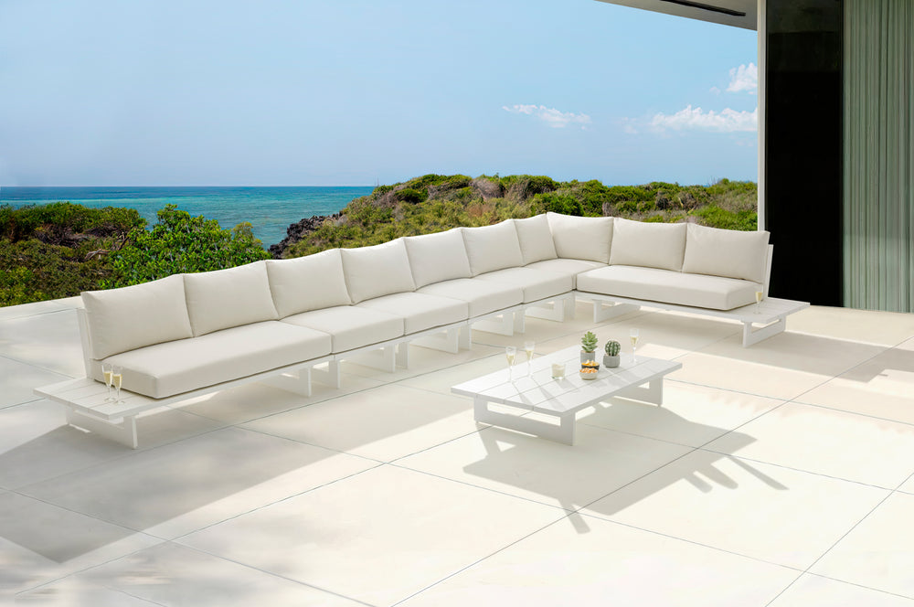 Maldives Cream Water Resistant Fabric Outdoor Patio Modular Sectional 337Cream-Sec4C Meridian Furniture