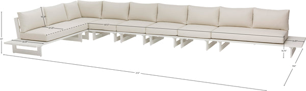 Maldives Cream Water Resistant Fabric Outdoor Patio Modular Sectional 337Cream-Sec4D Meridian Furniture