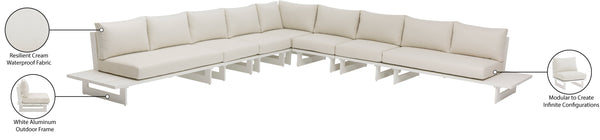 Maldives Cream Water Resistant Fabric Outdoor Patio Modular Sectional 337Cream-Sec4E Meridian Furniture