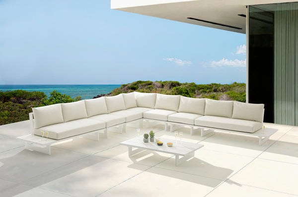 Maldives Cream Water Resistant Fabric Outdoor Patio Modular Sectional 337Cream-Sec4E Meridian Furniture