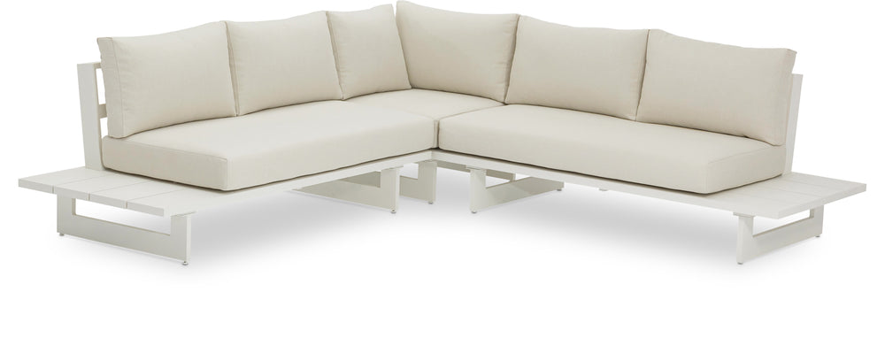Maldives Cream Water Resistant Fabric Outdoor Patio Sectional 337Cream-Sectional Meridian Furniture