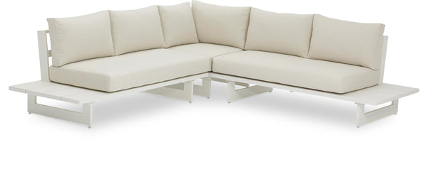 Maldives Cream Water Resistant Fabric Outdoor Patio Sectional 337Cream-Sectional Meridian Furniture