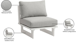 Maldives Grey Water Resistant Fabric Outdoor Patio Armless Chair 337Grey-Armless Meridian Furniture
