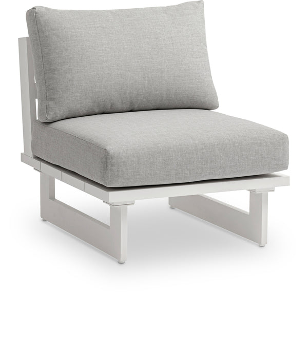 Maldives Grey Water Resistant Fabric Outdoor Patio Armless Chair 337Grey-Armless Meridian Furniture