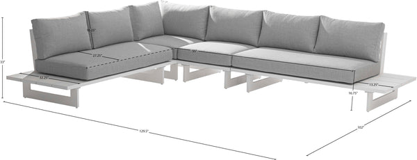 Maldives Grey Water Resistant Fabric Outdoor Patio Modular Sectional 337Grey-Sec1A Meridian Furniture
