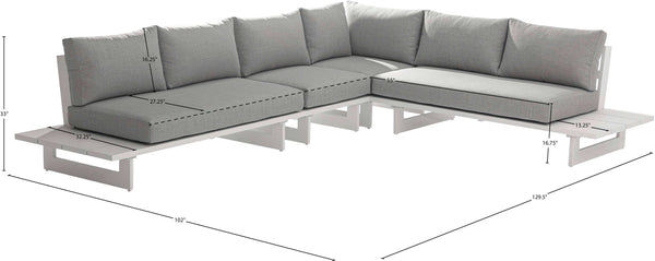 Maldives Grey Water Resistant Fabric Outdoor Patio Modular Sectional 337Grey-Sec1B Meridian Furniture