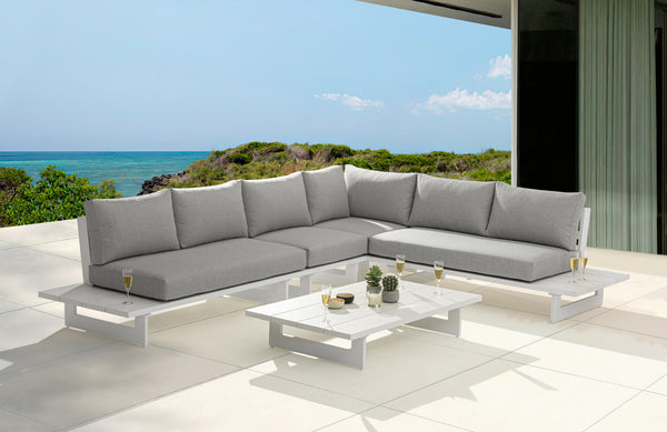Maldives Grey Water Resistant Fabric Outdoor Patio Modular Sectional 337Grey-Sec1B Meridian Furniture