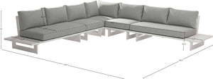 Maldives Grey Water Resistant Fabric Outdoor Patio Modular Sectional 337Grey-Sec2A Meridian Furniture