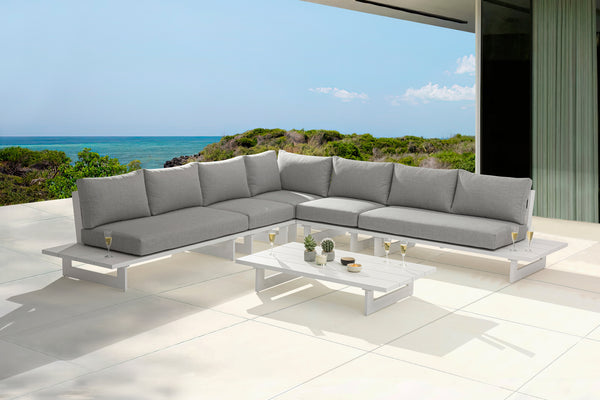 Maldives Grey Water Resistant Fabric Outdoor Patio Modular Sectional 337Grey-Sec2A Meridian Furniture