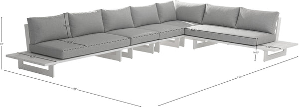 Maldives Grey Water Resistant Fabric Outdoor Patio Modular Sectional 337Grey-Sec2B Meridian Furniture
