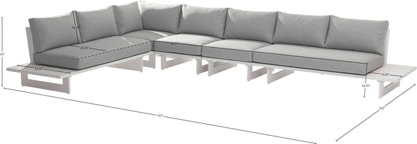Maldives Grey Water Resistant Fabric Outdoor Patio Modular Sectional 337Grey-Sec2C Meridian Furniture