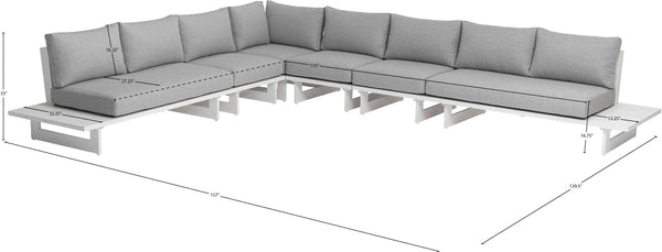 Maldives Grey Water Resistant Fabric Outdoor Patio Modular Sectional 337Grey-Sec3B Meridian Furniture