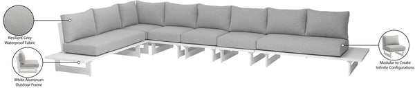 Maldives Grey Water Resistant Fabric Outdoor Patio Modular Sectional 337Grey-Sec3D Meridian Furniture