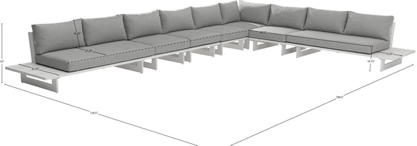 Maldives Grey Water Resistant Fabric Outdoor Patio Modular Sectional 337Grey-Sec4A Meridian Furniture
