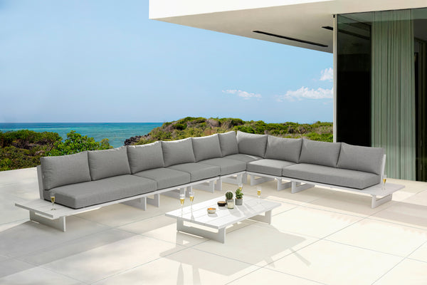 Maldives Grey Water Resistant Fabric Outdoor Patio Modular Sectional 337Grey-Sec4A Meridian Furniture