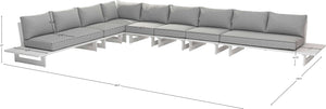 Maldives Grey Water Resistant Fabric Outdoor Patio Modular Sectional 337Grey-Sec4B Meridian Furniture