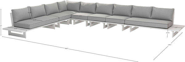 Maldives Grey Water Resistant Fabric Outdoor Patio Modular Sectional 337Grey-Sec4B Meridian Furniture