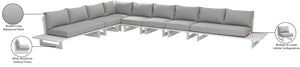 Maldives Grey Water Resistant Fabric Outdoor Patio Modular Sectional 337Grey-Sec4B Meridian Furniture