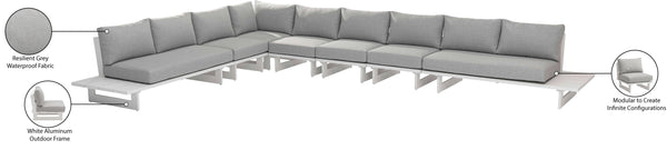 Maldives Grey Water Resistant Fabric Outdoor Patio Modular Sectional 337Grey-Sec4B Meridian Furniture