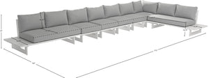 Maldives Grey Water Resistant Fabric Outdoor Patio Modular Sectional 337Grey-Sec4C Meridian Furniture