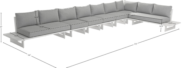 Maldives Grey Water Resistant Fabric Outdoor Patio Modular Sectional 337Grey-Sec4C Meridian Furniture
