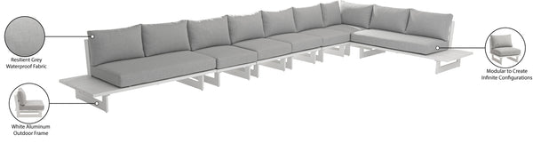 Maldives Grey Water Resistant Fabric Outdoor Patio Modular Sectional 337Grey-Sec4C Meridian Furniture