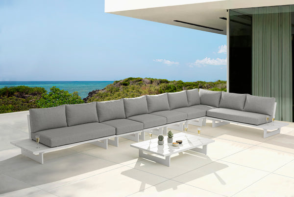 Maldives Grey Water Resistant Fabric Outdoor Patio Modular Sectional 337Grey-Sec4C Meridian Furniture