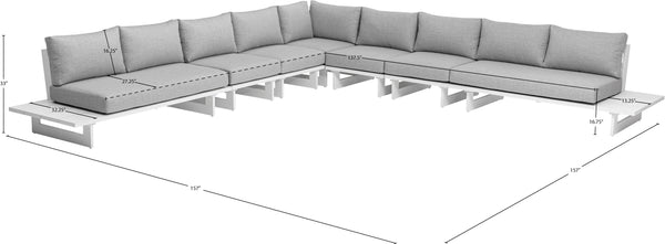Maldives Grey Water Resistant Fabric Outdoor Patio Modular Sectional 337Grey-Sec4E Meridian Furniture