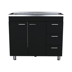 English Elm Napoles Utility Sink Cabinet Stainless Steel Top Smokey Oak Laundry Storage B200S00401