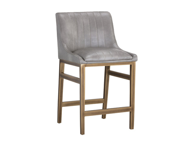 Sunpan Halden Urban Bar Stool with Bold Channel Tufting and Rustic Bronze Steel Frame for Stylish Spaces Bravo Metal