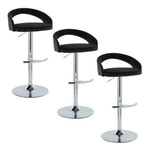English Elm Adjustable Swivel Barstools Set of 3 Faux Leather Chrome Base Kitchen Counter B202S02045