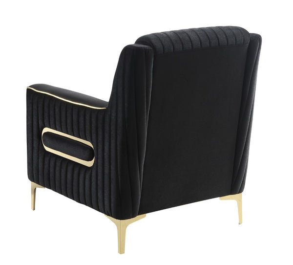 English Elm Ruby Upholstered Accent Chair with Birch Frame Gold Legs and Pocket Coil Comfort Black B009P447499