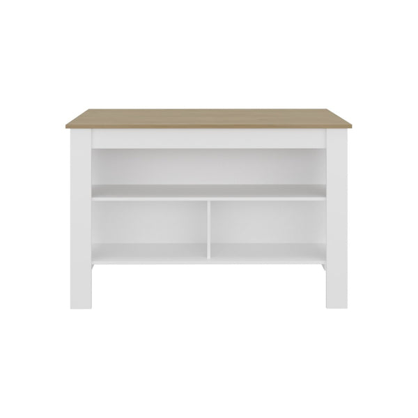 English Elm Yoder Kitchen Island Open Shelf Storage White Oak Two-tone Modern Prep Station B128P485390