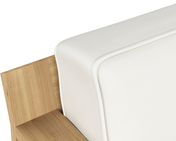 Sunpan Cagliari Sofa - Modern Outdoor Retreat with Durable Teak Wood Frame and Weather-Resistant Cushions Palazzo Cream