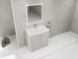 English Elm 36" Freestanding Bathroom Vanity with Resin Sink, Soft-Close Doors, Adjustable Shelf & 3 Handles W999S00336