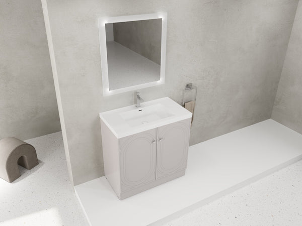 English Elm 36" Freestanding Bathroom Vanity with Resin Sink, Soft-Close Doors, Adjustable Shelf & 3 Handles W999S00336