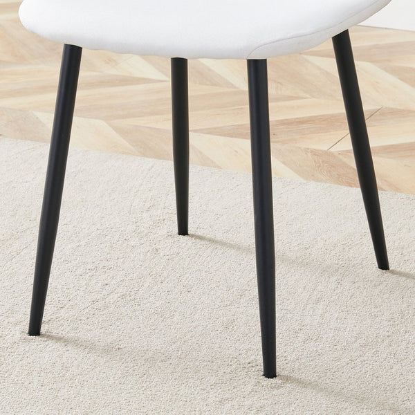 English Elm Table Set - Contemporary 36.6" Round Tempered Glass Dining Table With 4 White Linen Chairs For Modern Homes W1151S03670-GIGA