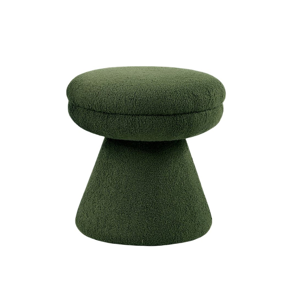 English Elm Green Plush Mushroom Accent Stool 19"H Teddy Fabric Pedestal Base Round Top Cozy Modern Seat B2741P388372