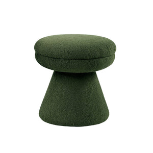 English Elm Green Plush Mushroom Accent Stool 19"H Teddy Fabric Pedestal Base Round Top Cozy Modern Seat B2741P388372