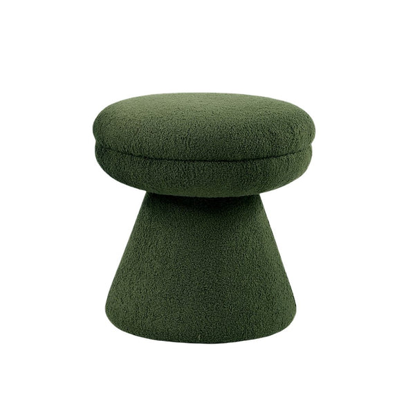 English Elm Green Plush Mushroom Accent Stool 19"H Teddy Fabric Pedestal Base Round Top Cozy Modern Seat B2741P388372