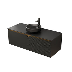 English Elm Ruben 48" Modern Wall-Mounted Bathroom Vanity With Transparent Glass Basin & Stylish Black Top W2615S00325-GIGA