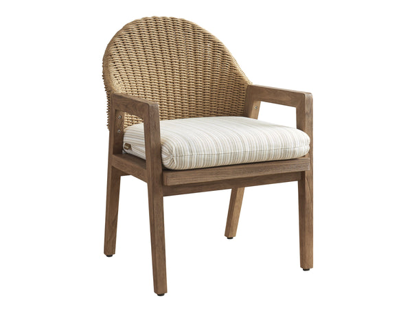 Lexington Arm Dining Chair Solid Teak Woven Frame Mid-century Style Indoor Outdoor Patio Seating Beige/Tan 3380-13-60