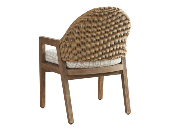 Lexington Arm Dining Chair Solid Teak Woven Frame Mid-century Style Indoor Outdoor Patio Seating Beige/Tan 3380-13-60