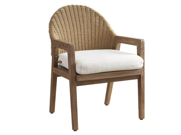 Lexington Arm Dining Chair Solid Teak Woven Frame Mid-century Style Indoor Outdoor Patio Seating White/Ivory 3380-13-61