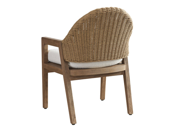 Lexington Arm Dining Chair Solid Teak Woven Frame Mid-century Style Indoor Outdoor Patio Seating White/Ivory 3380-13-61