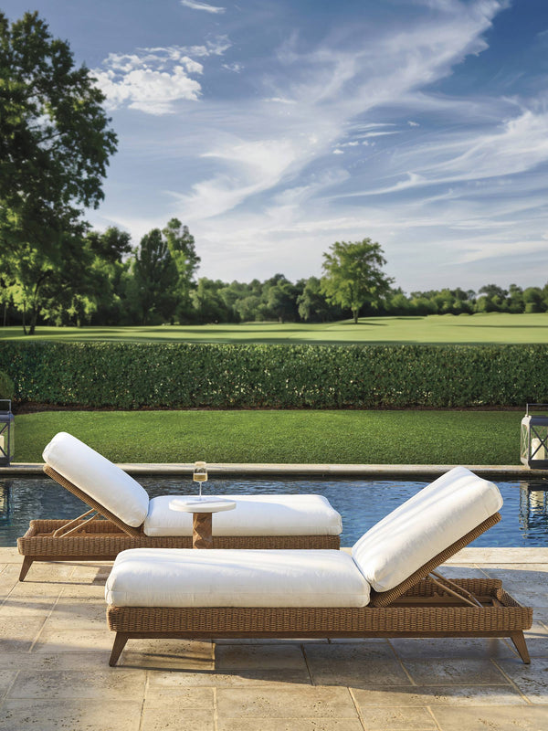 Lexington Chaise Lounge Outdoor Teak Poolside Recliner with Woven Accents and Cushion Set 3380-75-60