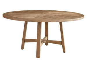 Lexington Round Teak Outdoor Dining Table Mid-century Patio Design with Umbrella Pass-through 3380-870C