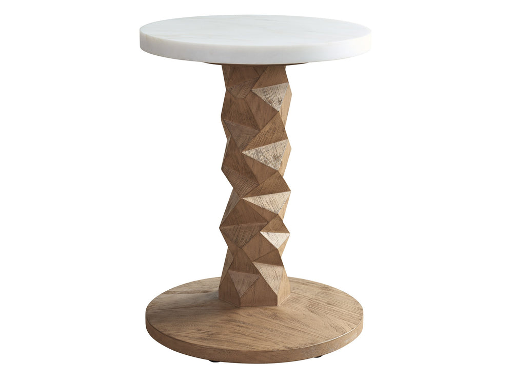 Lexington Accent Table with White Agate Stone Top Woven Teak Frame Outdoor Indoor Use 3380-952