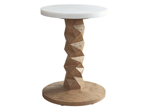 Lexington Accent Table with White Agate Stone Top Woven Teak Frame Outdoor Indoor Use 3380-952